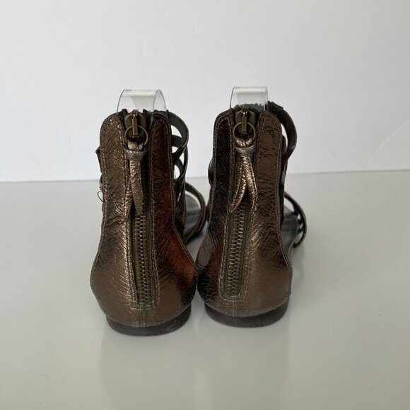 Stuart Weitzman Strappy Gladiator Flat Sandals Zipped Open-Toe Bronze Brown 6 - Picture 3 of 12